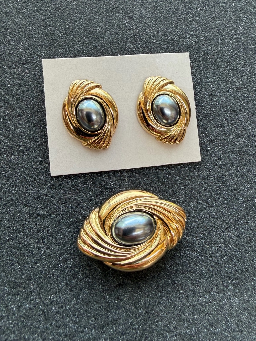 Vintage Avon Caviar Earrings and Brooch Set